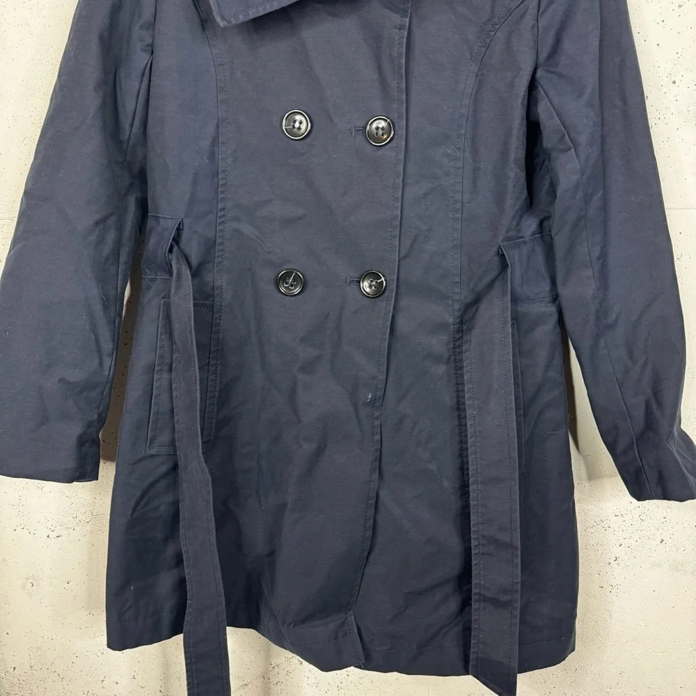 DKNY Pea Coat Navy Button Belted Jacket Coat - Picture 3 of 10